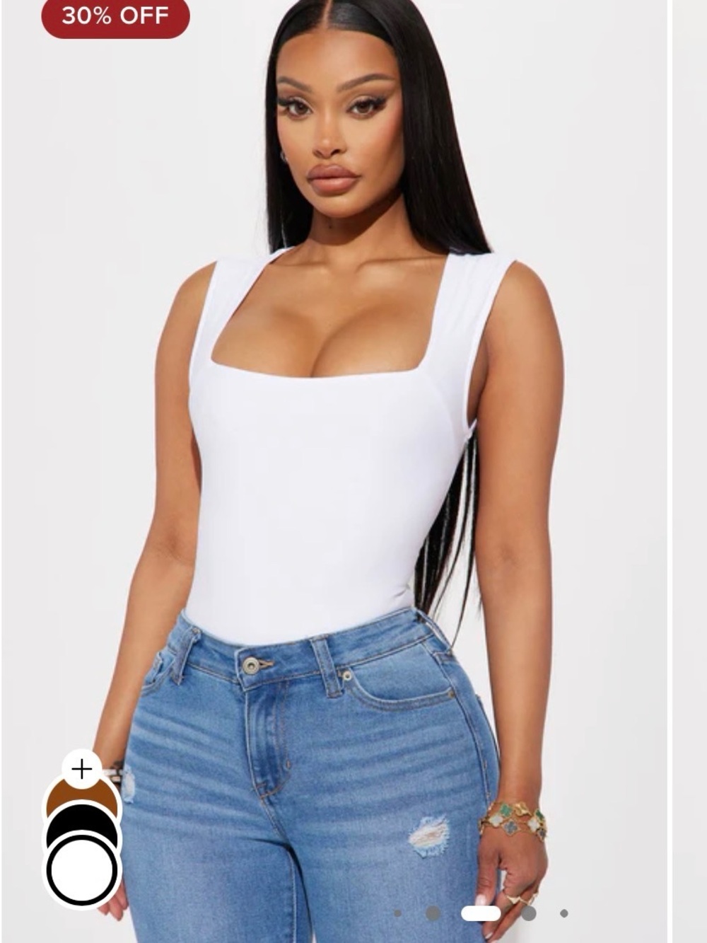 Fashion Nova White Square Neck Bodysuit - Picture 3 of 6